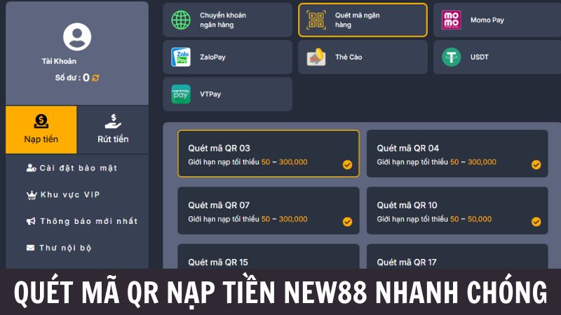 Nạp tiền New88 Quét mã QR